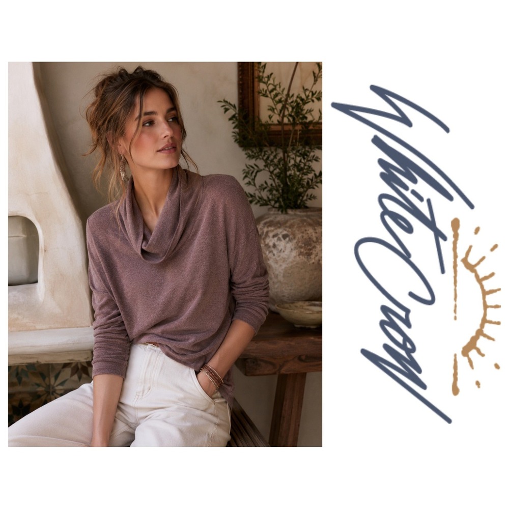 White Crow Buckle Marled Cowl Neck Deep Cola Super Soft Casual Chic Sweater XS